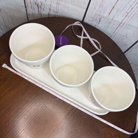 RAE DUN 4 piece set ceramics planters 3 planters and a tray perfect for herbs - Picture 5 of 16